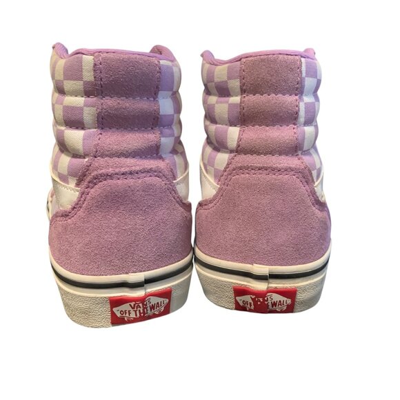 Vans Womens High-Tops Lilac Purple Checkered Skate Shoes Lace-Up Size 8 - Picture 3 of 5